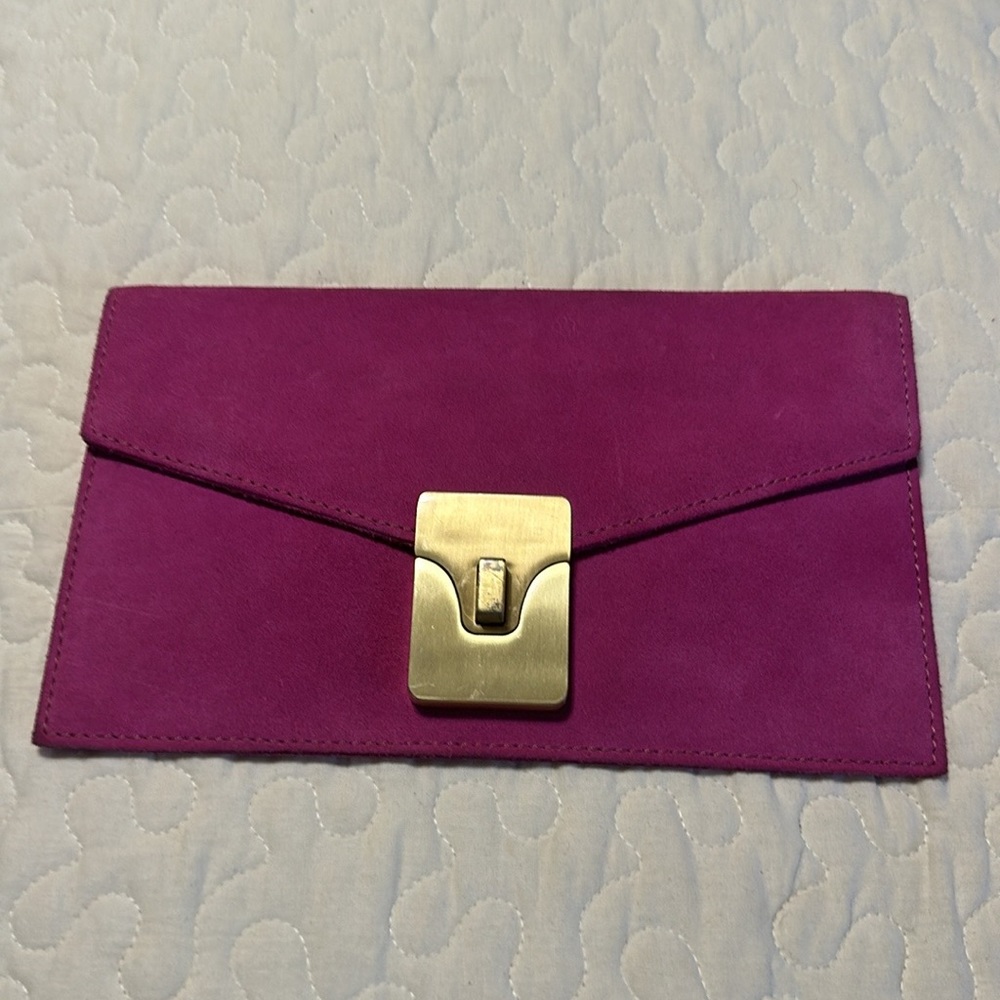 Suede pink clutch, like new